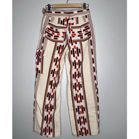 Alix of Bohemia Painter Indian Summer Wide Leg Pants Size XS Cream Burgundy - Picture 10 of 10